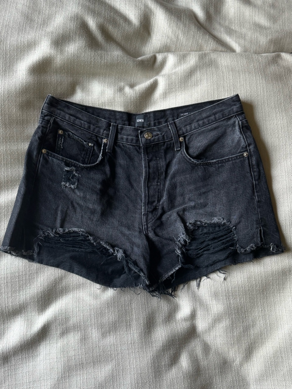 Edwin Black Cai Cut-Off Denim Shorts